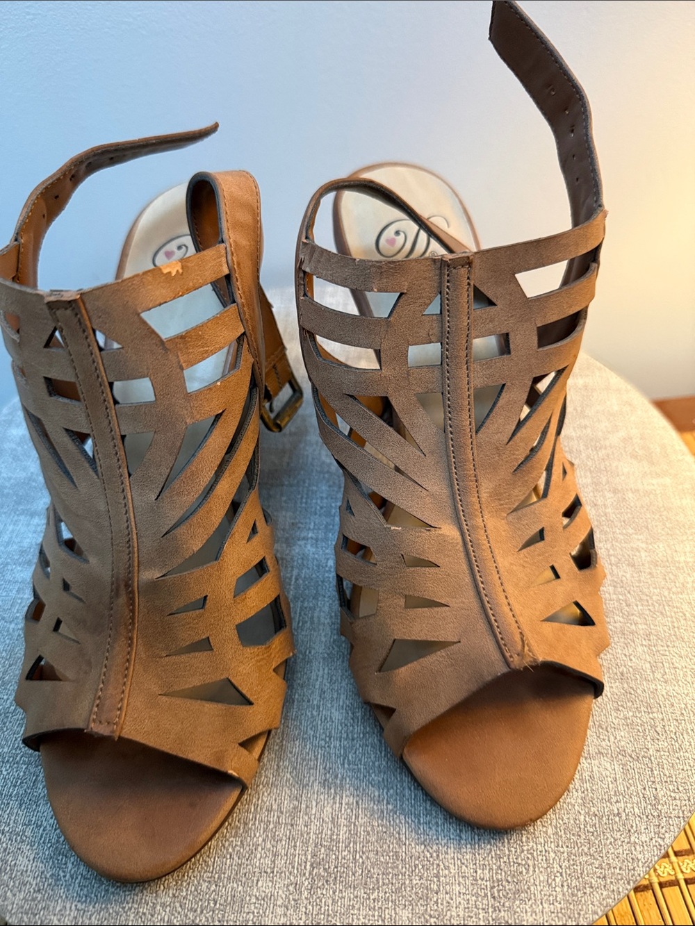 Women’s Brown Cutout Peep-Toe Heels